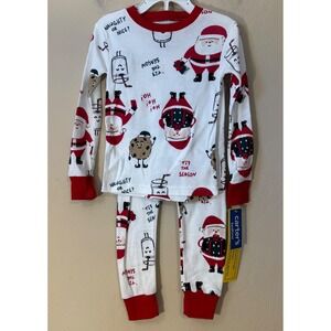 Carter's Pajama Set Unisex Kids 3T Santa Christmas Cookies Snug Fit 2pc NEW